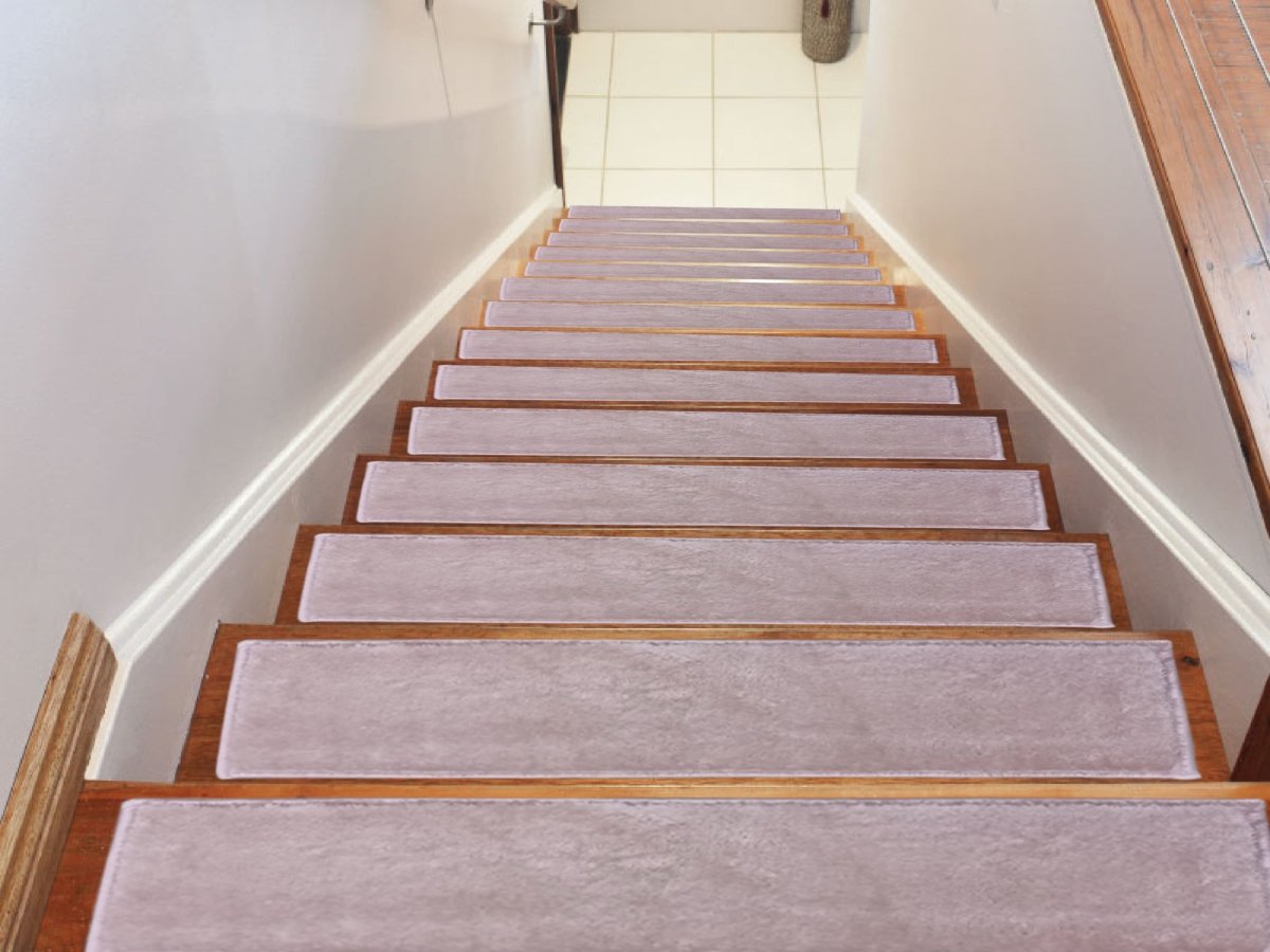 Stair Treads Carpet Shaggy, Fluffy Pink, Stair Carpet, Aesthetic Stair Runner, Ultra Thin Stair Mat, Modern Step Pad, Stair Rug, Treads - Slips Away - 1590440765_3978766879 -