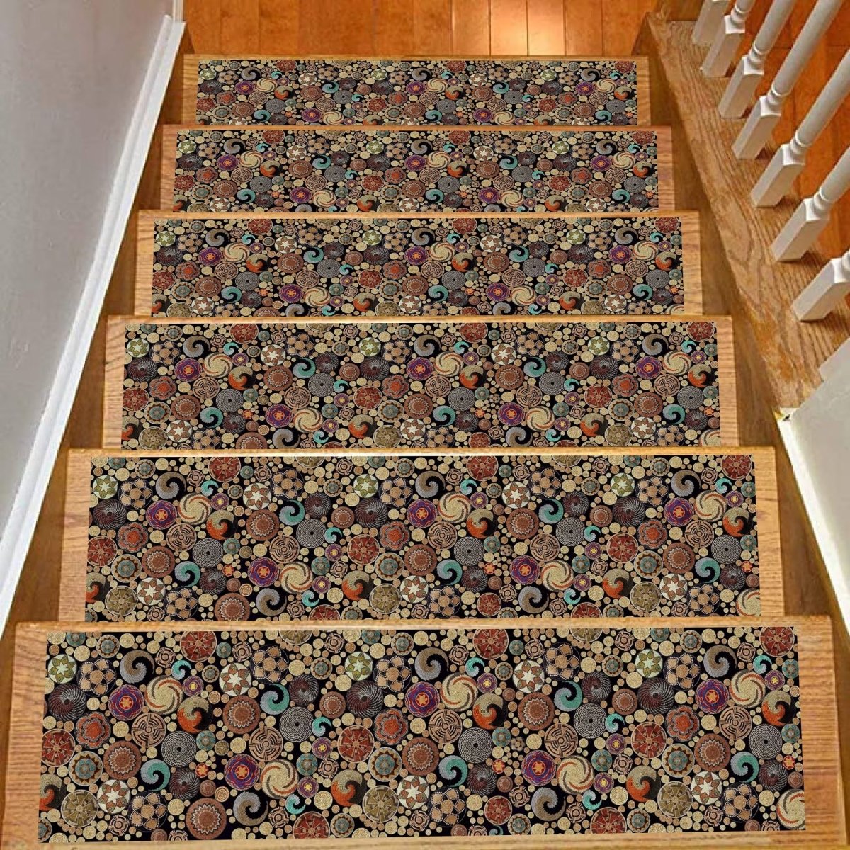 Stair Treads Rug, Polka-Dot Stair Carpet, Aesthetic Stair Runner, Ultra Thin Stair Mat, Modern Step Pad, Non-Slip Rug, Machine Washable Rug, - Slips Away - stair treads - 1540123913_3741629723 -