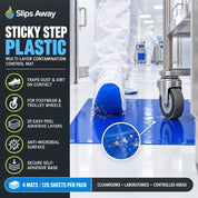 Sticky Step Anti-Contamination Tacky Mats (4-Pack) - 30-Layer, Low-Profile 2mm - Multiple Sizes, Rigid Base Frame Compatible - Slips Away - SP1845BU -