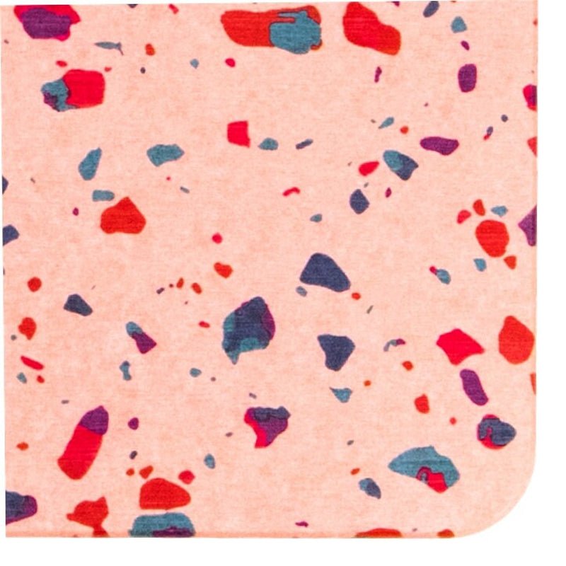 Terrazzo Bathmat - Geometric Bathmat - Neutral Color Bathroom Decor - Abstract Mat - Modern Bathroom Decor - Pink Stone Non Slip Bath Mat - Slips Away - 1344506585 -