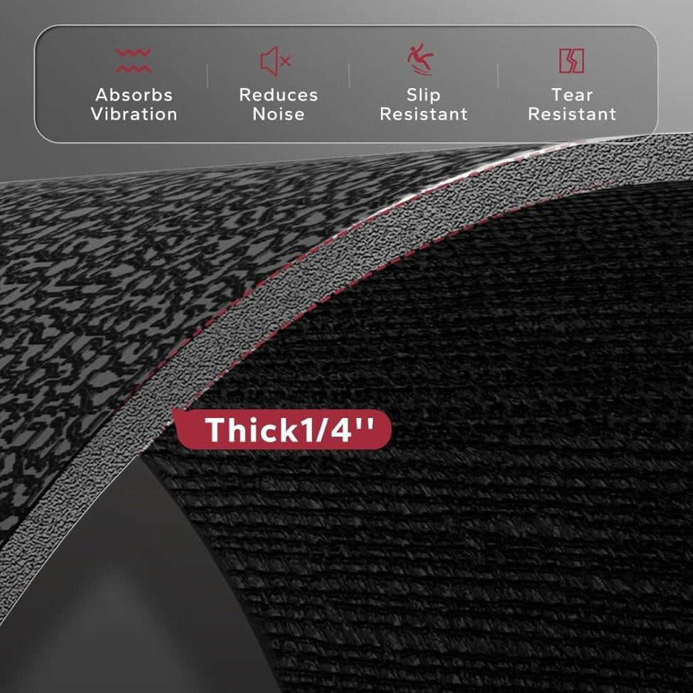 Treadmill Exercise Bike Mat: Heavy-duty, non-slip, waterproof floor protector for noise reduction