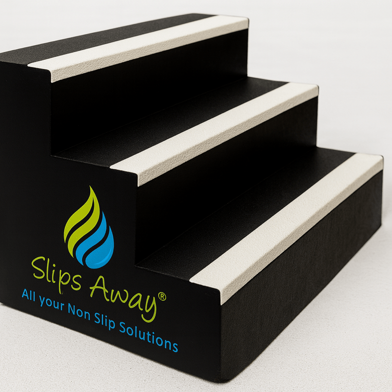 White GRP Stair Nosings – Heavy - Duty Anti - Slip Safety Tread - Non - Slip Step Edge Protection 30mm x 70mm. - Slips Away - SN0216WH - 
