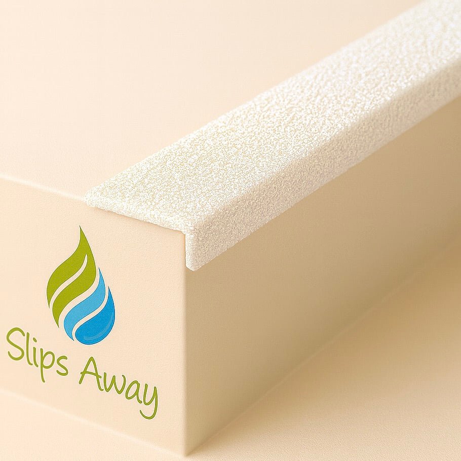 White GRP Stair Nosings – Heavy - Duty Anti - Slip Safety Tread - Non - Slip Step Edge Protection 30mm x 70mm. - Slips Away - SN0216WH - 
