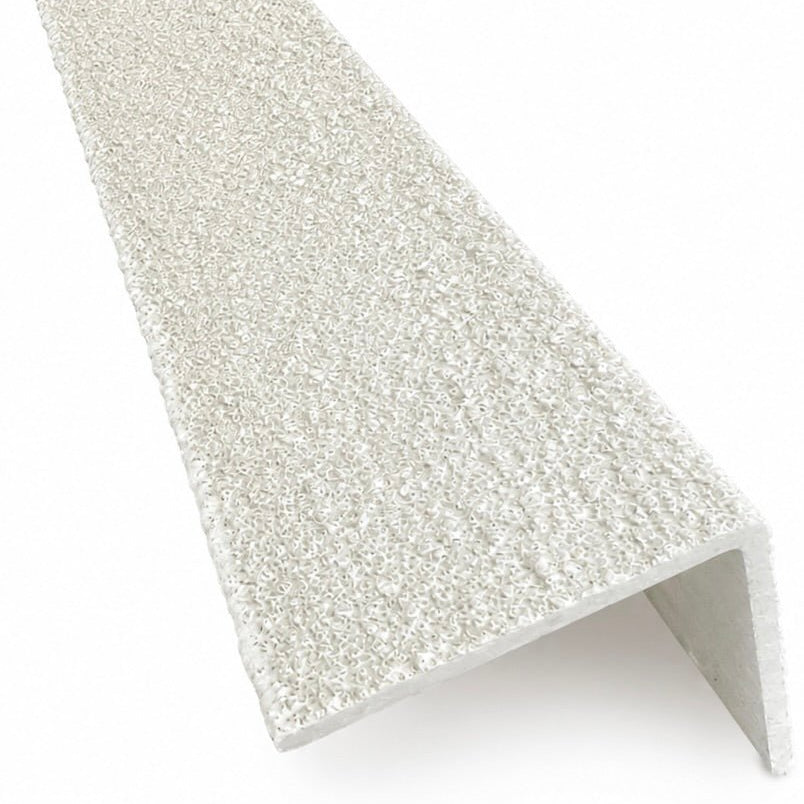 White GRP Stair Nosings – Heavy-Duty Anti-Slip Safety Tread - Non-Slip Step Edge Protection (500mm - 3m) - Slips Away - Stair nosing - 1x GRP nosing white 500mm -