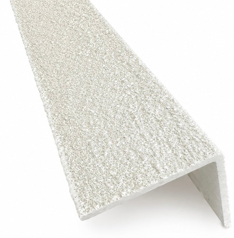 White GRP Stair Nosings – Heavy-Duty Anti-Slip Safety Tread - Non-Slip Step Edge Protection (500mm - 3m) - Slips Away - Stair nosing - 1x GRP nosing white 500mm -