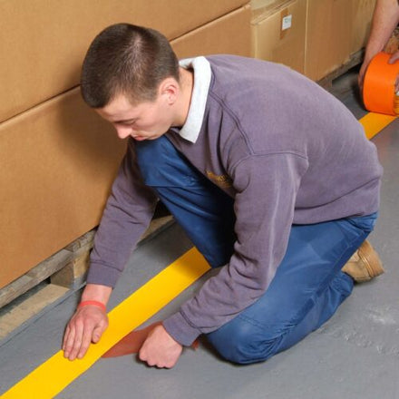Yellow Aisle Marking Tape – Heavy - Duty Floor Line Marking for Warehouses & Industrial Safety - Slips Away - Anti slip tape - Ylw/permstripe - H6901Y 25mm - 