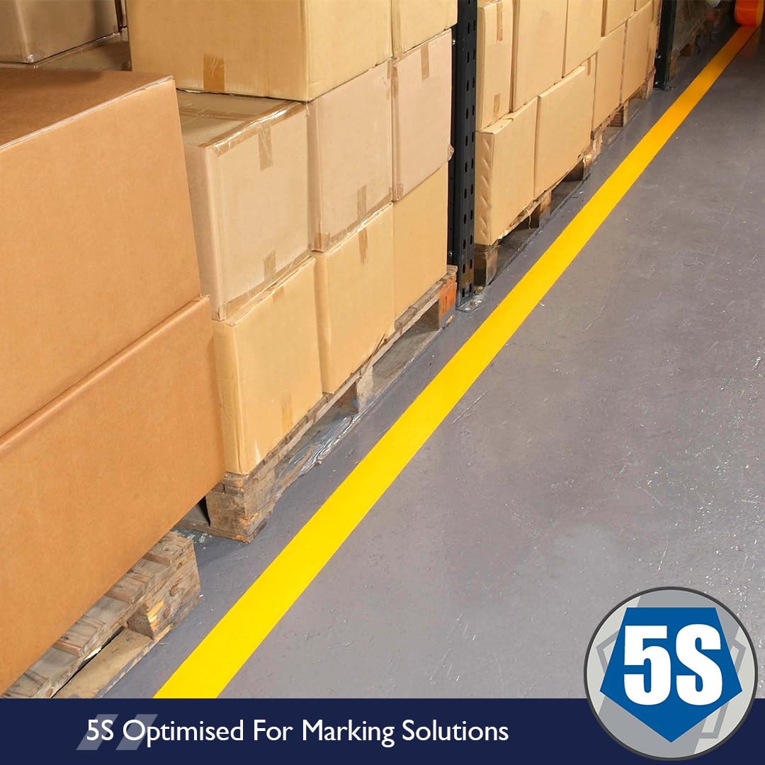 Yellow Aisle Marking Tape – Heavy - Duty Floor Line Marking for Warehouses & Industrial Safety - Slips Away - Anti slip tape - Ylw/permstripe - H6901Y 25mm - 