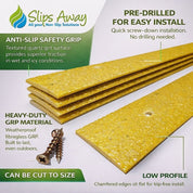 Yellow Anti - Slip Decking Strips – 50mm GRP Stair Treads for Outdoor Safety - Slips Away - Decking strips - Yellow 500mmx50mm - x1 - 