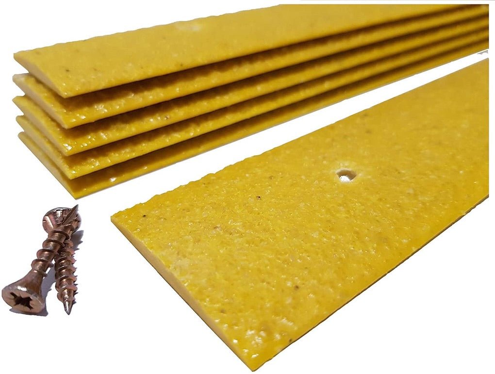 Yellow Anti - Slip Decking Strips – 50mm GRP Stair Treads for Outdoor Safety - Slips Away - Decking strips - YELLOW DECKING SAMPLE - 