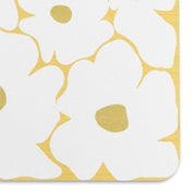 Yellow Flowers Bathmat - White Stone Non Slip Bath Mat - Modern Floral Mat - Bathroom Entrance Mat - Housewarming Gifts - 39 X 60Cm - Slips Away - 1344580141 -