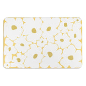 Yellow Flowers Bathmat - White Stone Non Slip Bath Mat - Modern Floral Mat - Bathroom Entrance Mat - Housewarming Gifts - 39 X 60Cm - Slips Away - 1344580141 -