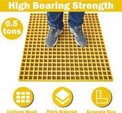 Yellow GRP Open Mesh Grating Panels – Anti - Slip & Corrosion - Resistant for Walkways & Platforms - Slips Away - GRP MESH GRATING - YLW GRP MESH 2000x1000x25 - 