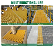Yellow GRP Open Mesh Grating Panels – Anti - Slip & Corrosion - Resistant for Walkways & Platforms - Slips Away - GRP MESH GRATING - YLW GRP MESH 2000x1000x25 - 