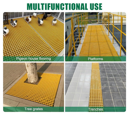 Yellow GRP Open Mesh Grating Panels – Anti - Slip & Corrosion - Resistant for Walkways & Platforms - Slips Away - GRP MESH GRATING - YLW GRP MESH 2000x1000x25 - 