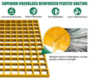 Yellow GRP Open Mesh Grating Panels – Anti - Slip & Corrosion - Resistant for Walkways & Platforms - Slips Away - GRP MESH GRATING - YLW GRP MESH 2000x1000x25 - 