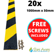 Non Slip Decking Strips GRP Heavy Duty Pro Grade 50mm - BLACK/YELLOW HAZARD