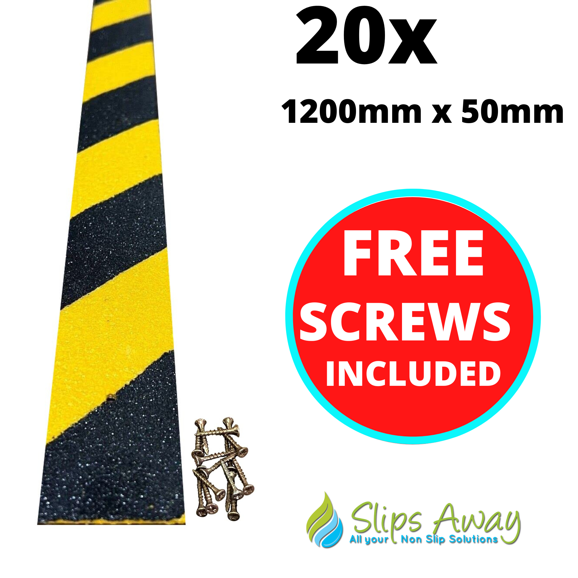 Non Slip Decking Strips GRP Heavy Duty Pro Grade 50mm - BLACK/YELLOW HAZARD