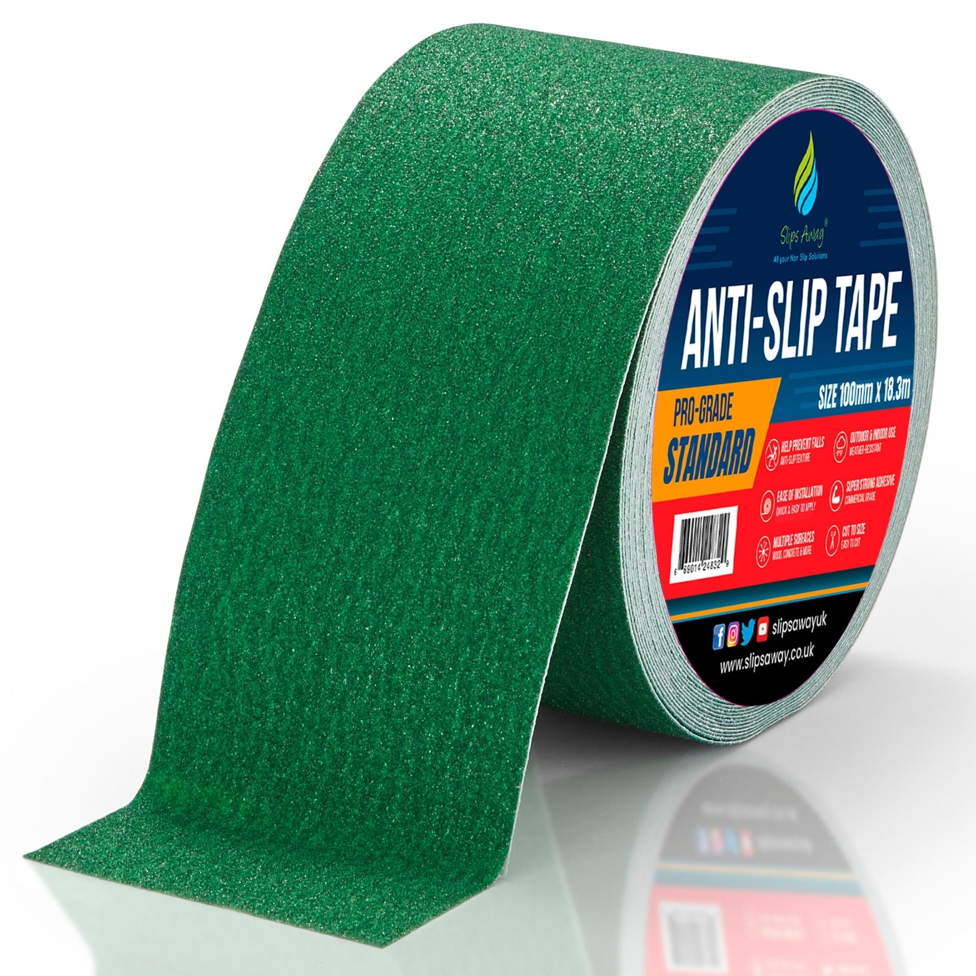 GREEN anti slip tape non skid traction grip  standard grade 100mm x 18m -Made in the UK - Highest Quality