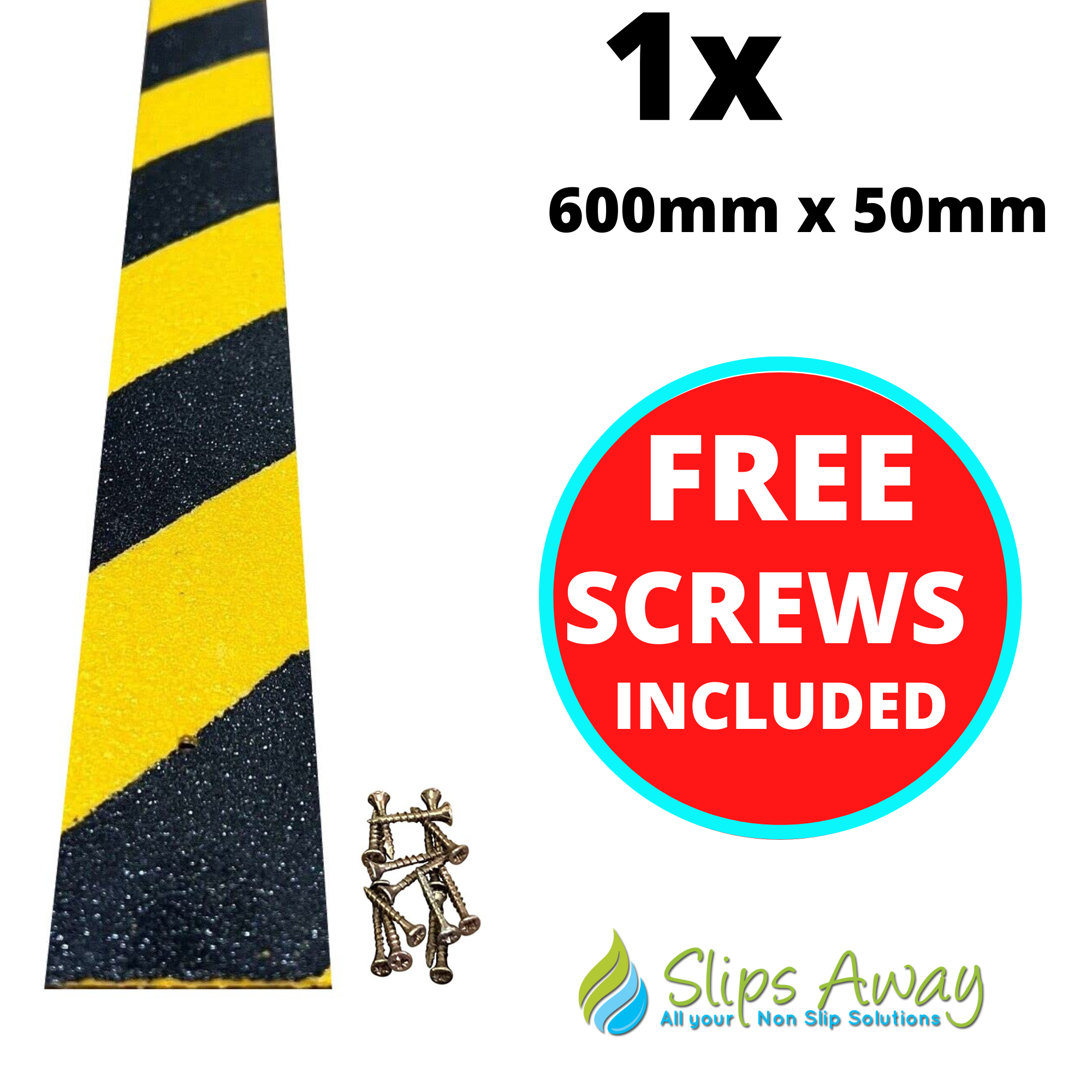 Non Slip Decking Strips GRP Heavy Duty Pro Grade 50mm - BLACK/YELLOW HAZARD