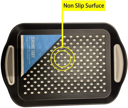 2x Set of Anti-Slip Rectangular Plastic Dinner/Drinks Serving Tray - Slips Away - ‎B07ZBLJ4FX -
