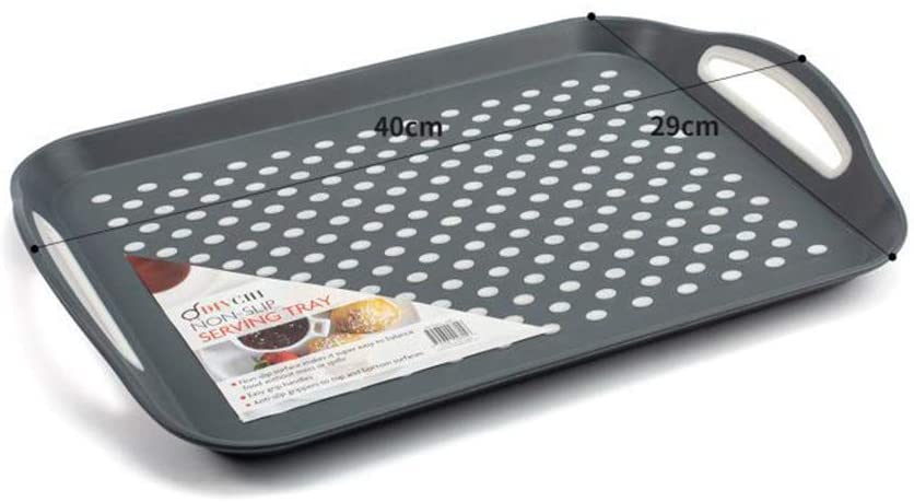 2x Set of Anti-Slip Rectangular Plastic Dinner/Drinks Serving Tray - Slips Away - ‎B07ZBLJ4FX -