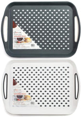 2x Set of Anti-Slip Rectangular Plastic Dinner/Drinks Serving Tray - Slips Away - ‎B07ZBLJ4FX -