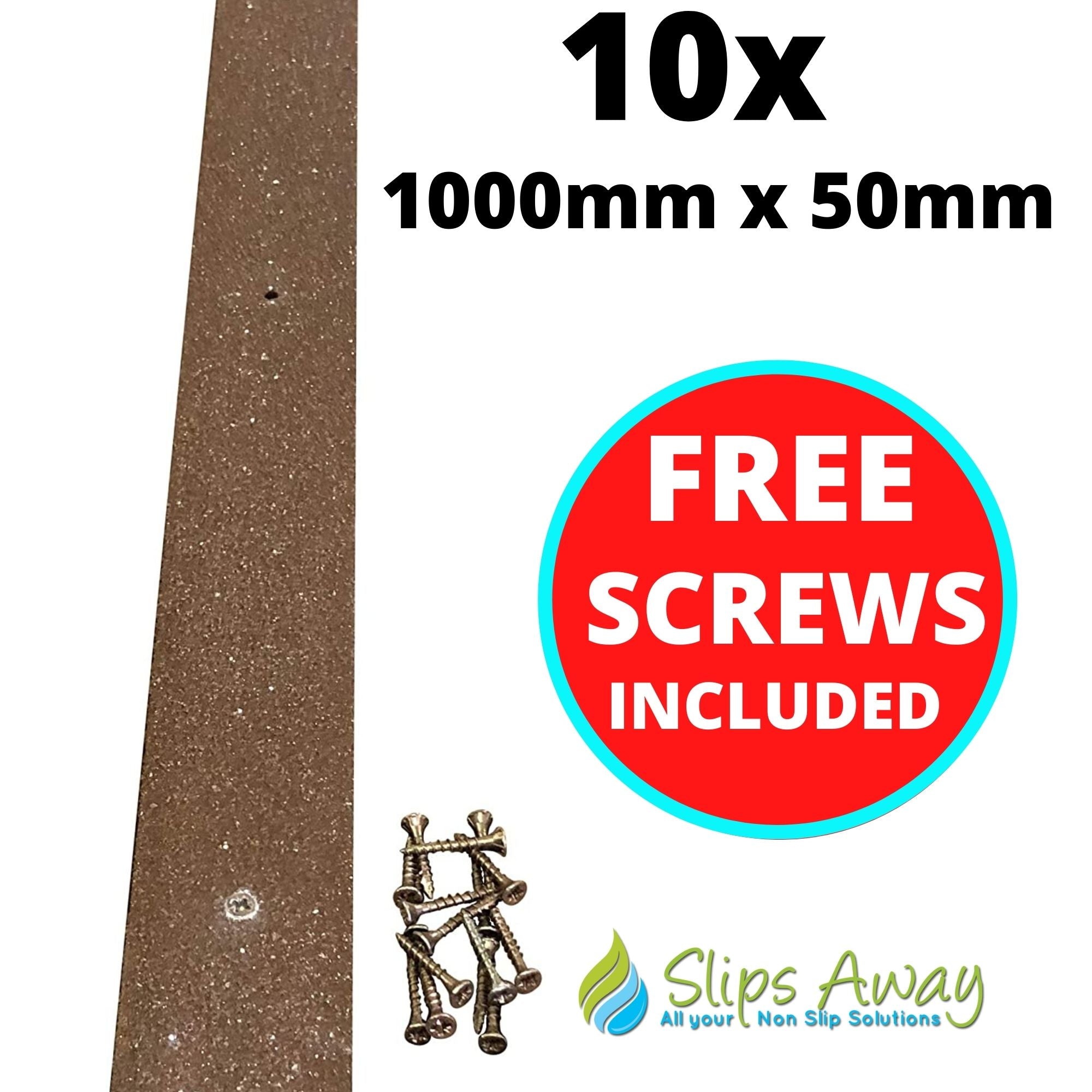 Brown Non Slip Decking Strips - Slips Away decking strip brown 1000mm x 50mm 10x pack -# - 5061000044253 decking strip brown 1000mm x 50mm 10x pack - 1000mm x 50mm
