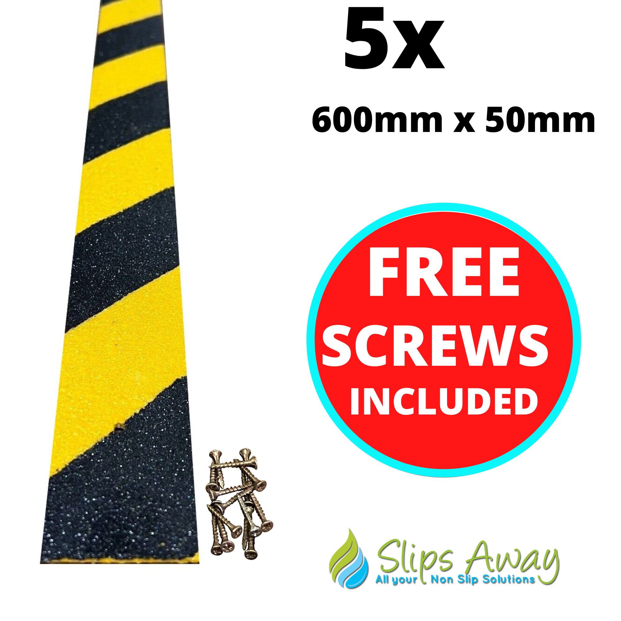 Non Slip Decking Strips GRP Heavy Duty Pro Grade 50mm - BLACK/YELLOW HAZARD