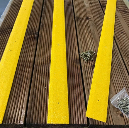 50mm Wide Non-Slip Anti-Skid Decking Strips - Safety and Style for Outdoor Space - YELLOW - Slips Away - -