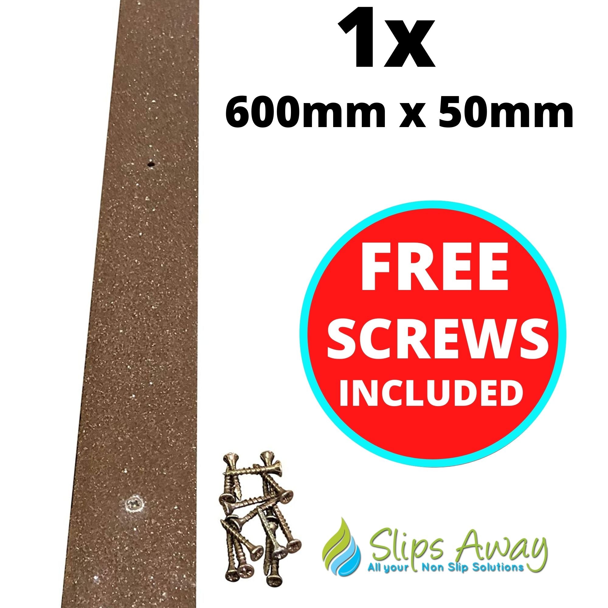 Brown Non Slip Decking Strips - Slips Away decking strip brown 600mm x 50mm -# - 5061000044192 decking strip brown 600mm x 50mm - 600mm x 50mm