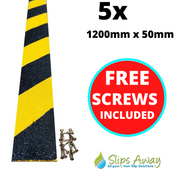 Non Slip Decking Strips GRP Heavy Duty Pro Grade 50mm - BLACK/YELLOW HAZARD