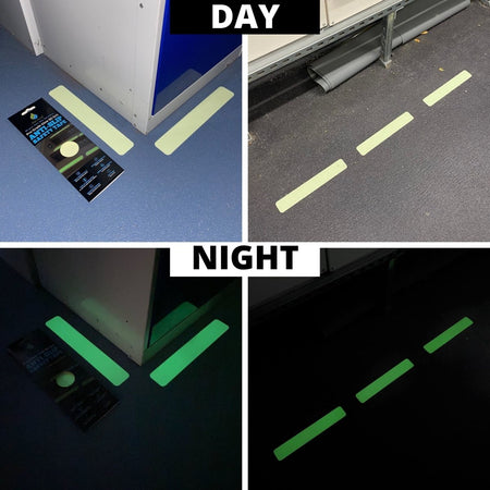 8 Pack Anti Slip Strips Luminous, Glow in the Dark Pre Cut Tape , 12