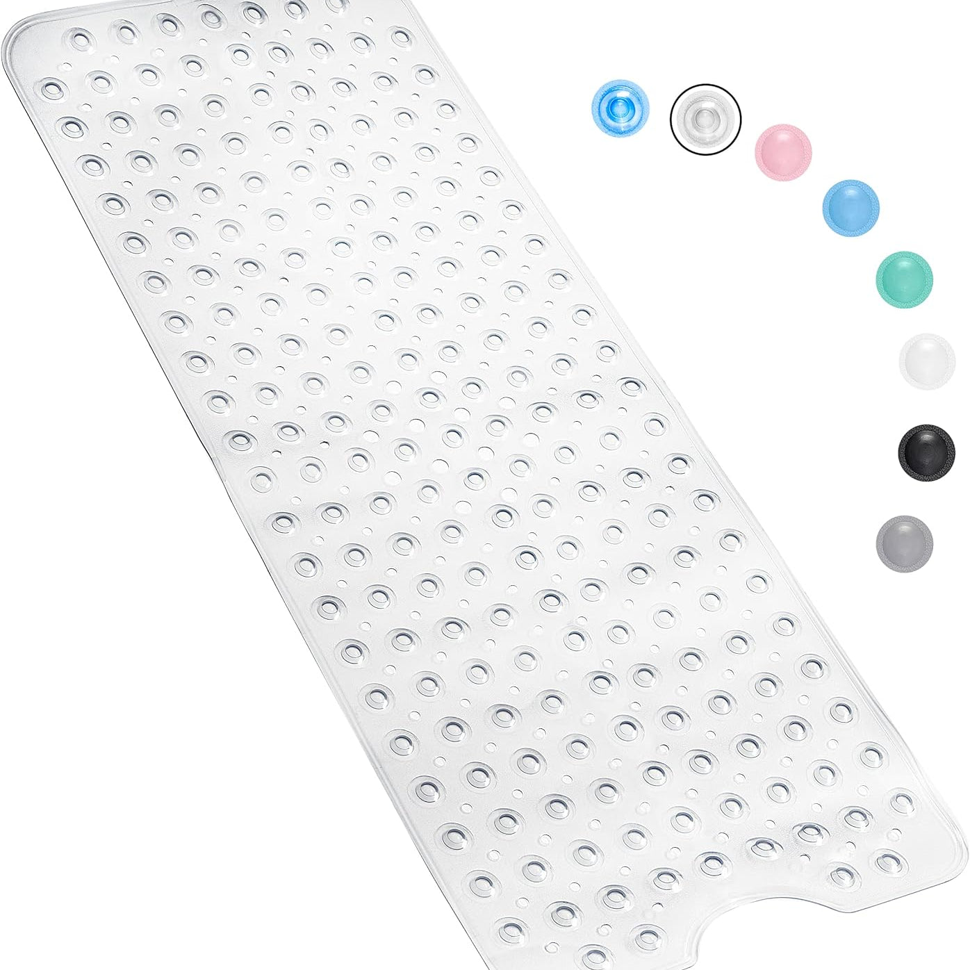 Bathtub Mat Non Slip – 100 X 40 CM Non Slip Bath Mat – Easy Clean Non Slip Shower Mats – Sturdy Suction Cup Attaching – Comfortable for Feet – Draining Holes – Modern Design (Transparent)