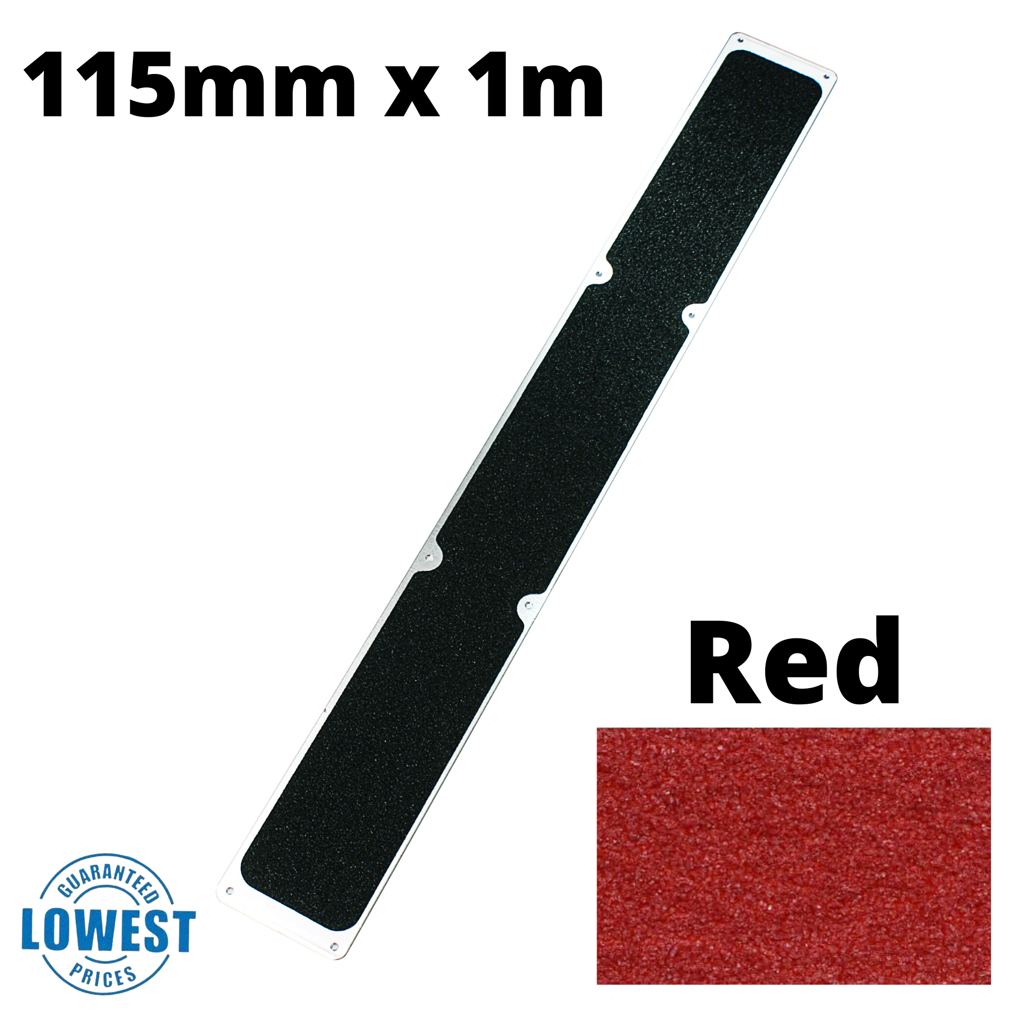 115mm x 1m Non Slip Decking Strips Aluminium Screw Down Plates