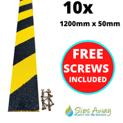 Non Slip Decking Strips GRP Heavy Duty Pro Grade 50mm - BLACK/YELLOW HAZARD