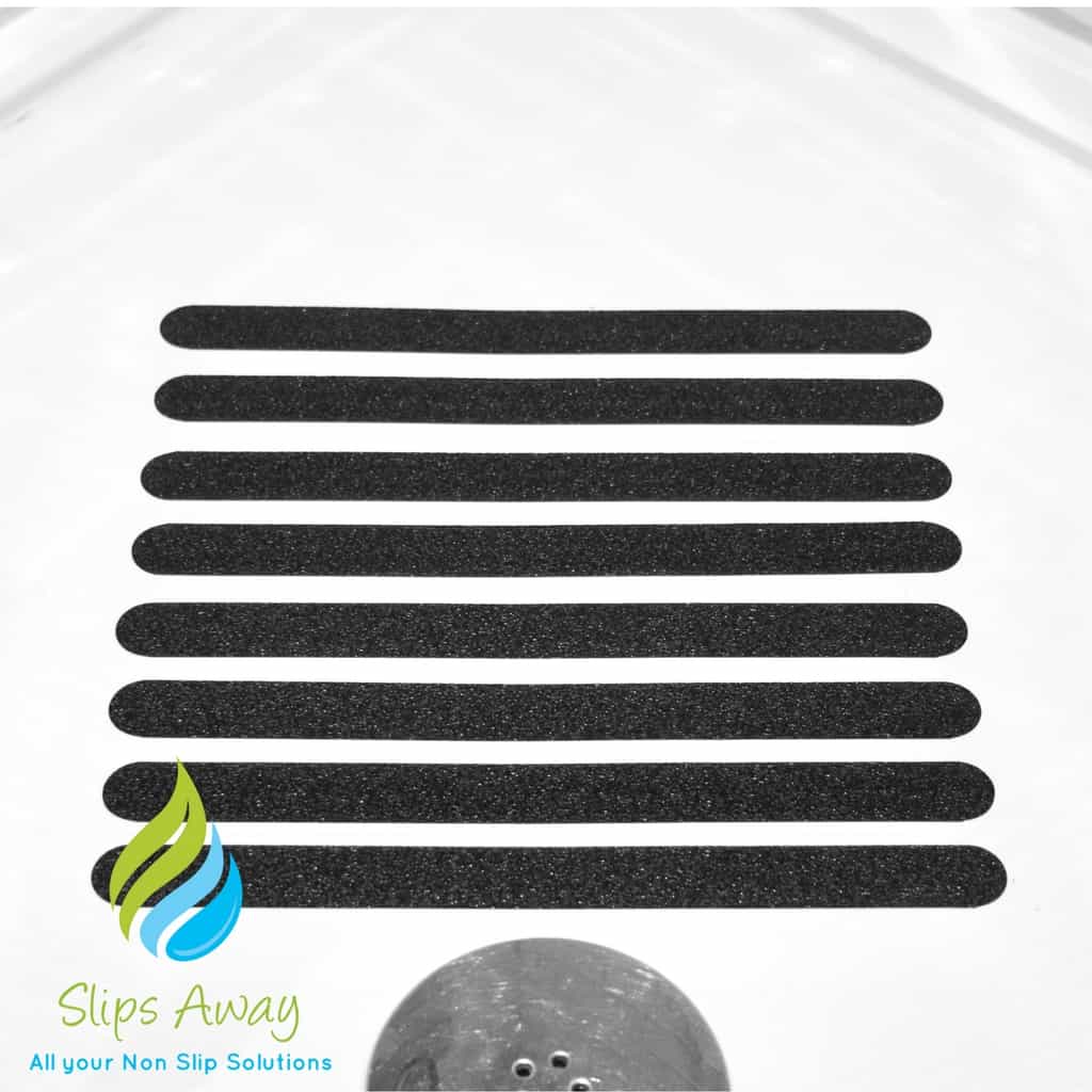 Anti Slip Bath & Shower Stickers – 16x Black Strips - Slips Away - SA014 -