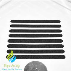 Anti Slip Bath & Shower Stickers – 8x Black Strips - Slips Away - SA011 -