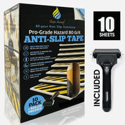 Anti Slip Hazard Warning Tape Pre Cut Sheets 24″x6″ - 10x Pack - Slips Away - SA066 -