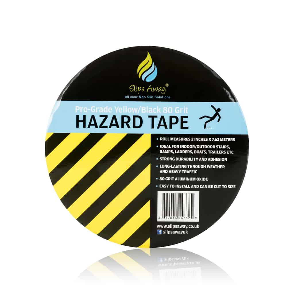 Anti Slip Hazard Warning Tape Yellow & Black 80 Grit Texture - 7.62m - Slips Away - SA029 -