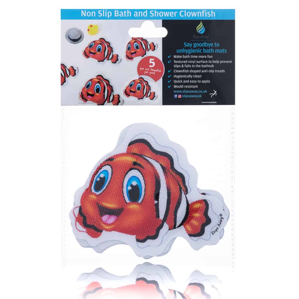 Anti slip Kids Bath Stickers - Clownfish ( 5x Pack ) - Slips Away - SA023 -