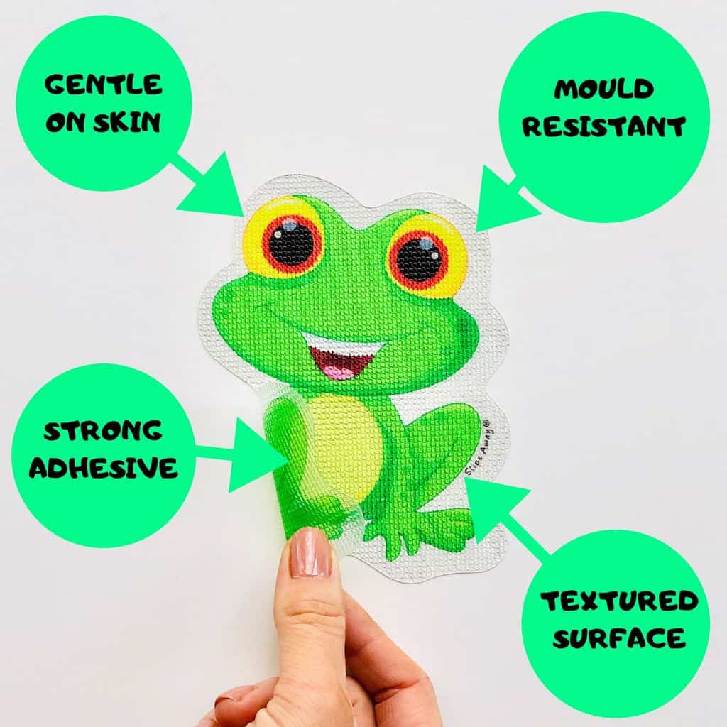 Anti Slip Kids Bath Stickers - Friendly Frog (5x Pack ) - Slips Away - SA022 -