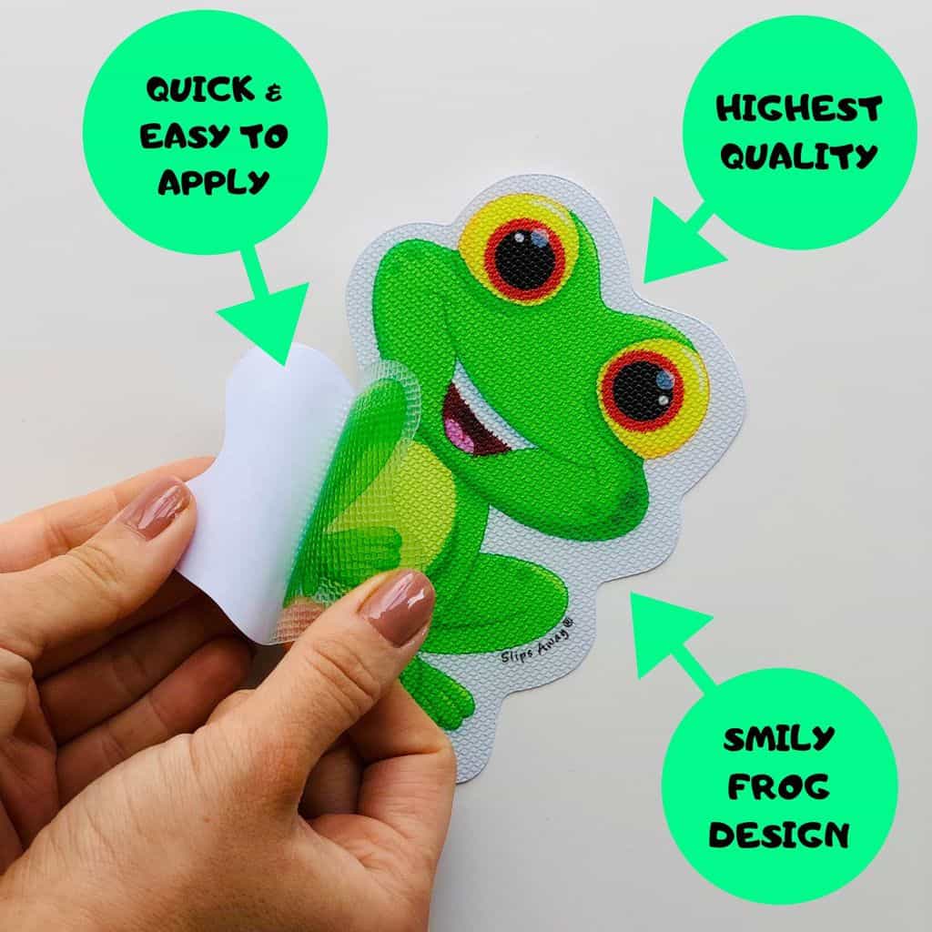 Anti Slip Kids Bath Stickers - Friendly Frog (5x Pack ) - Slips Away - SA022 -