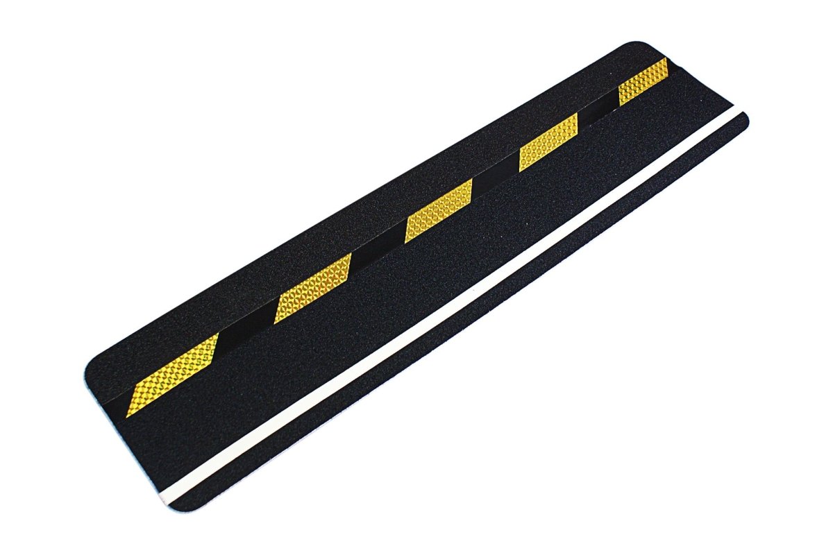 Anti Slip Pre Cut Tile Tread, Glow in the Dark Stripe - 150mm x 610mm - Slips Away - H3412DUA-150mm-x-610mm-Hazard-and-Glow-in-the-Dark-Stripe-Tile-1 -