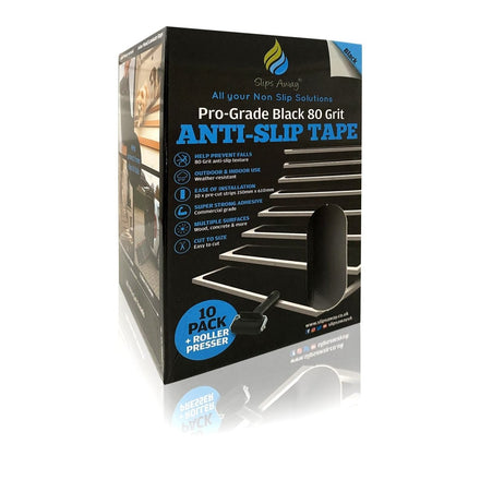 Anti Slip Tape for Steps in Black 10x Pre Cut Treads 24″x6″ - Slips Away - SA018 -