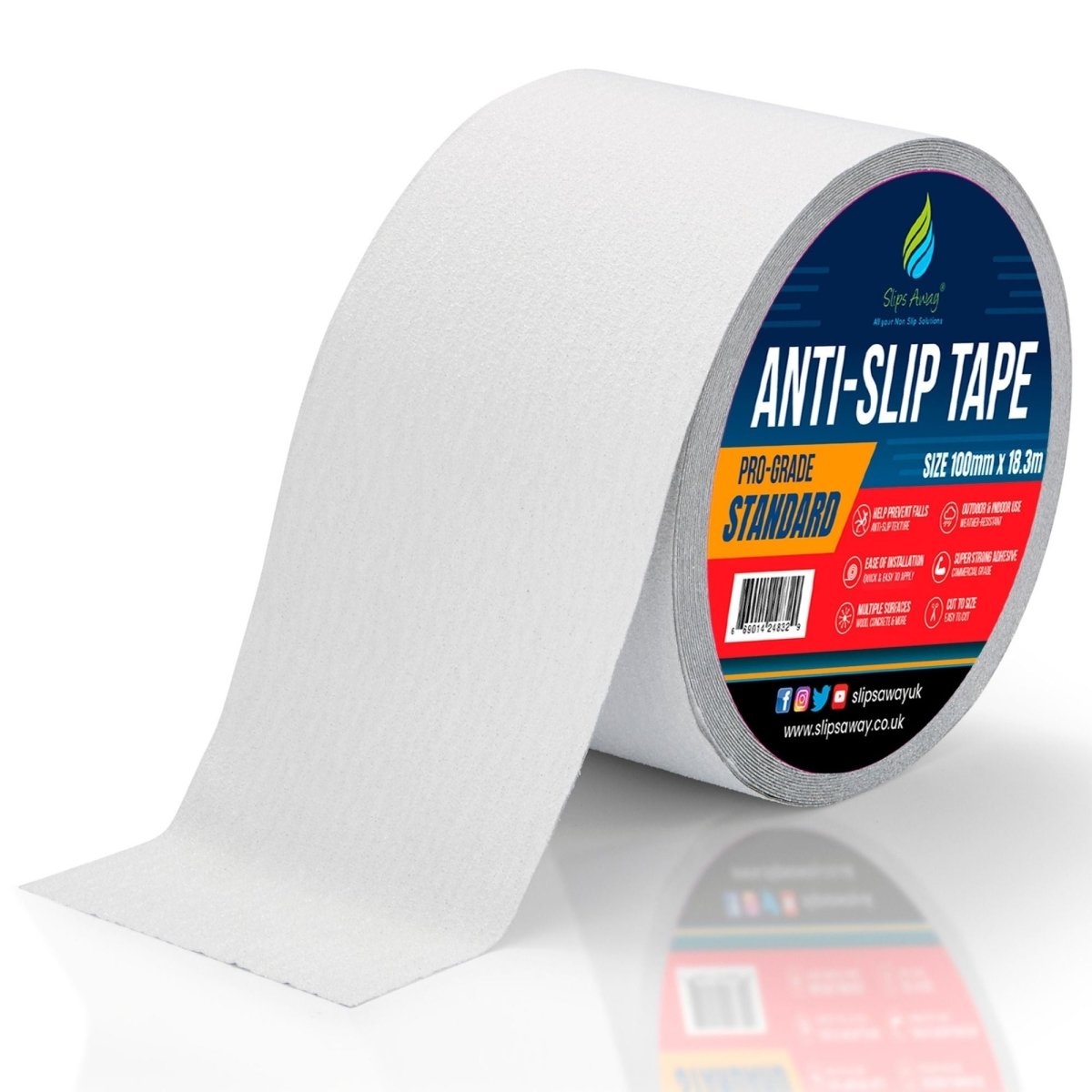 White Anti Slip Tape Rolls Standard Grade - Slips Away - Non slip tape - 100mm x 18.3m