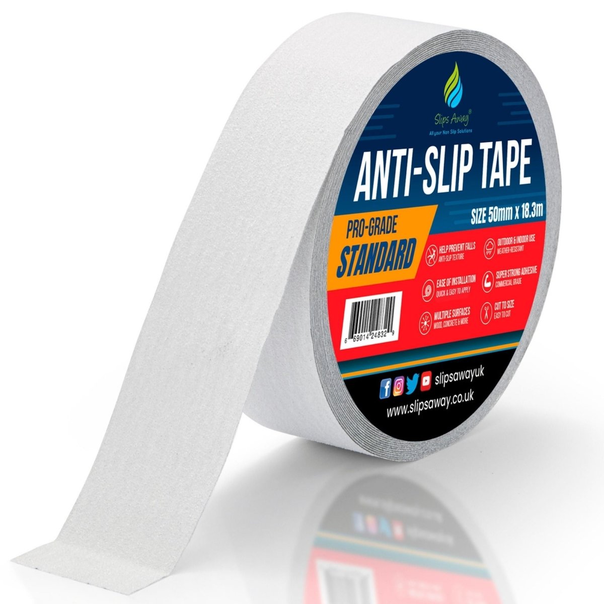 White Anti Slip Tape Rolls Standard Grade - Slips Away - Non slip tape - 50mm x 18.3m