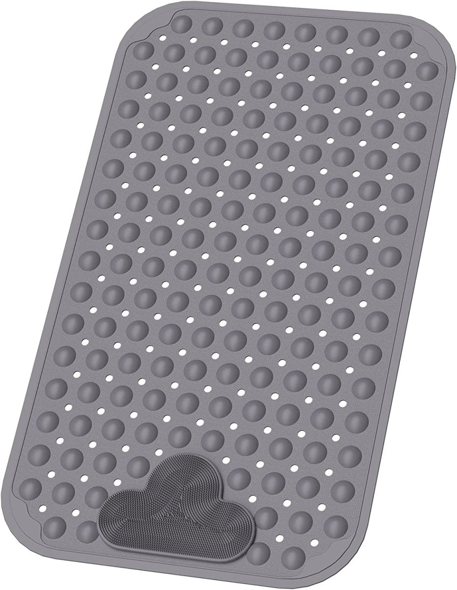 Bath Mat Non Slip Anti Mould with Foot Scrubber 70 x 40cm TPE Material Shower Mat