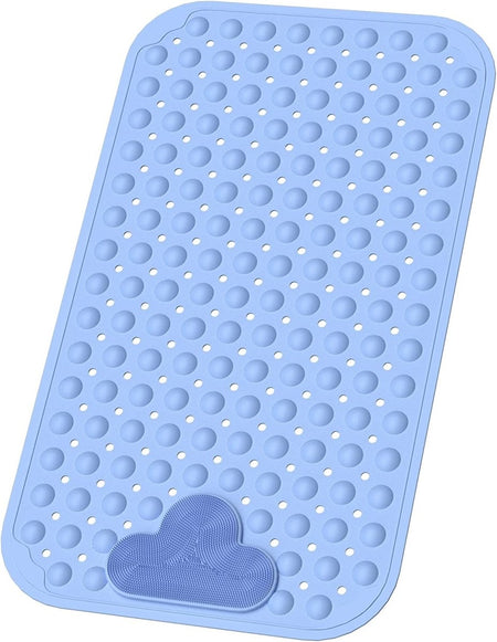 Bath Mat Non Slip Anti Mould with Foot Scrubber 70 x 40cm TPE Material Shower Mat