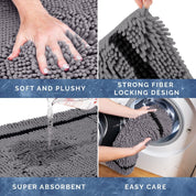 Bathroom Mats Sets 2 Pieces - Non Slip Bath Mat for Bathroom Floor - Grey Bath Mat Sets Washable, Thick and Ultra Fluffy - U-Shape Bath and Pedestal Mat Sets - Super Absorbent Toilet Mat - Slips Away - B08VW9YBMG -