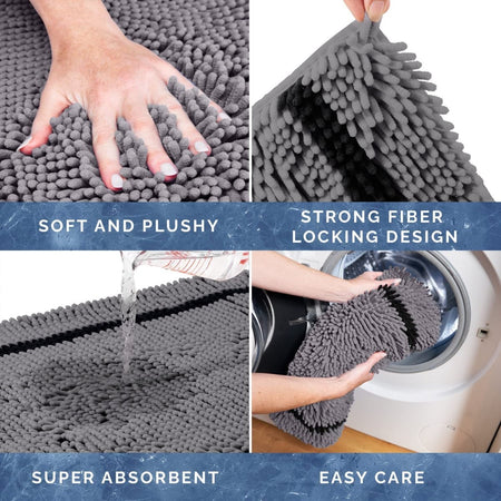 Bathroom Mats Sets 2 Pieces - Non Slip Bath Mat for Bathroom Floor - Grey Bath Mat Sets Washable, Thick and Ultra Fluffy - U-Shape Bath and Pedestal Mat Sets - Super Absorbent Toilet Mat - Slips Away - B08VW9YBMG -